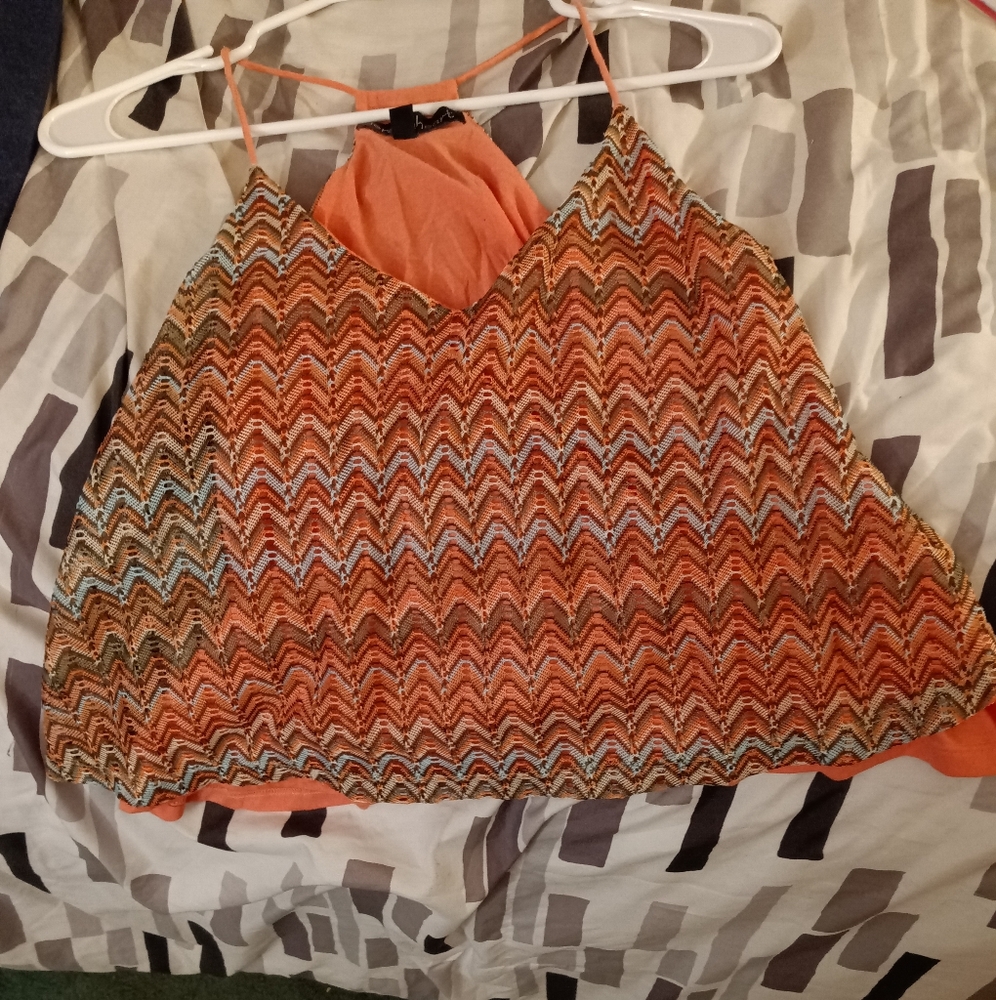 Pink, Blue, and Brown Crochet strappy top